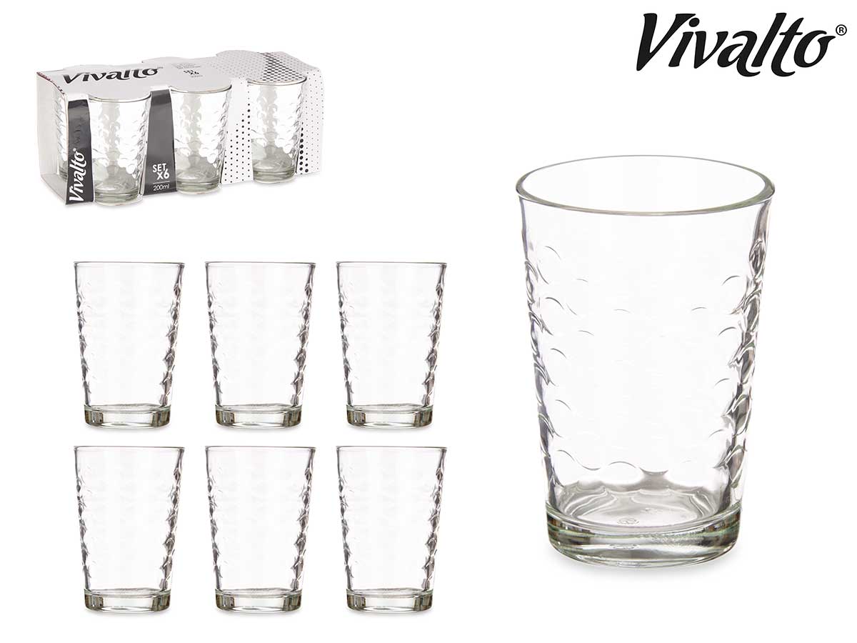 Juego De 6 Vasos De Vidrio De 200 Ml.