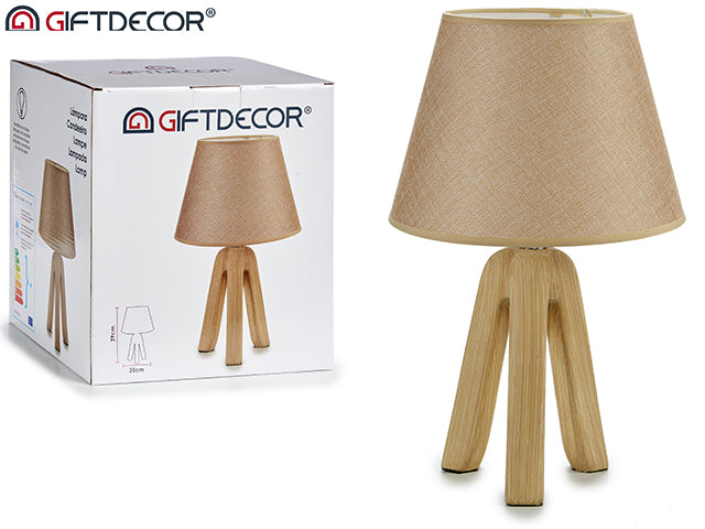 Ceramic Lamp Tripod Beige Lampshade