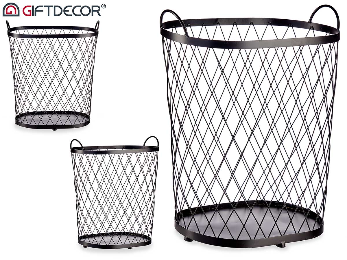 Black Metal Basket With Handles