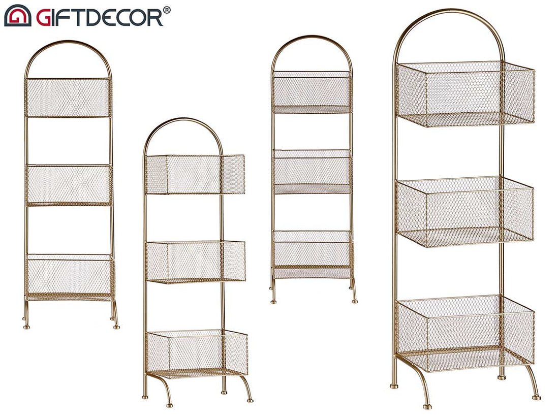 Champagne Metal Shelf With 3 Shelves