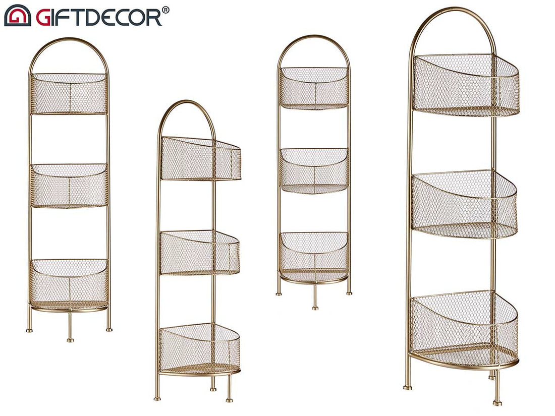 Champagne Oval Metal Shelf With 3 Shelves