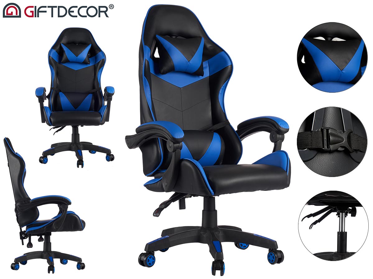 Cadeira Gamer preta e azul