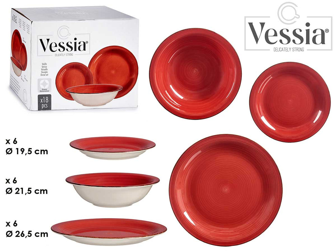 Dinner Set 18 Pcs Red Color With Edge