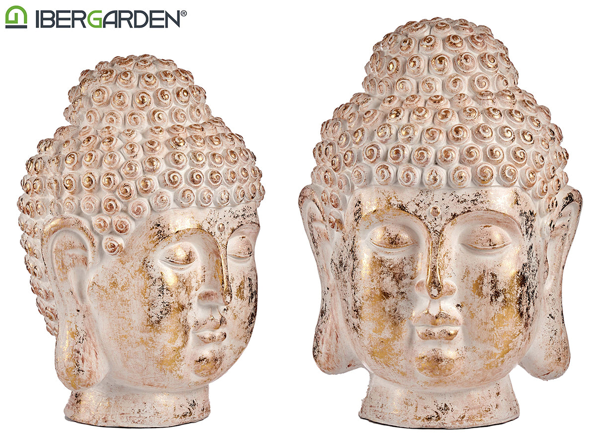 Big White And Gold Polyresin Buddha Head