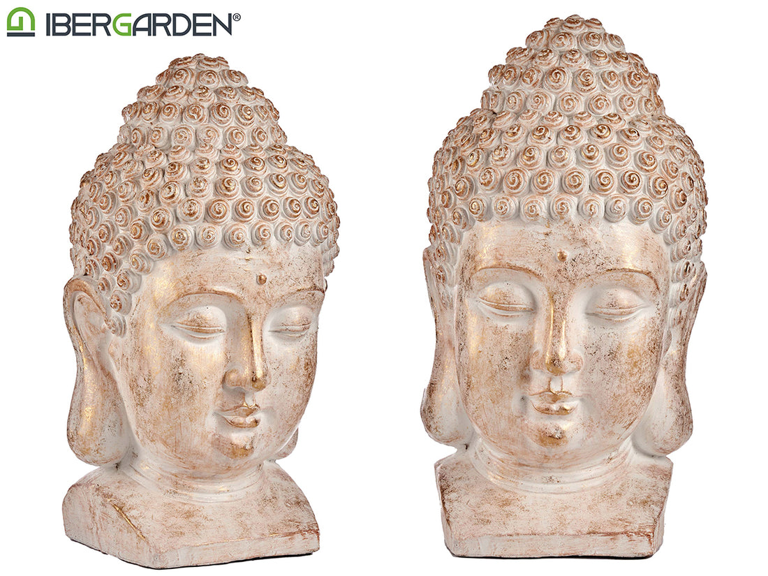 Medium White And Gold Polyresin Buddha Head