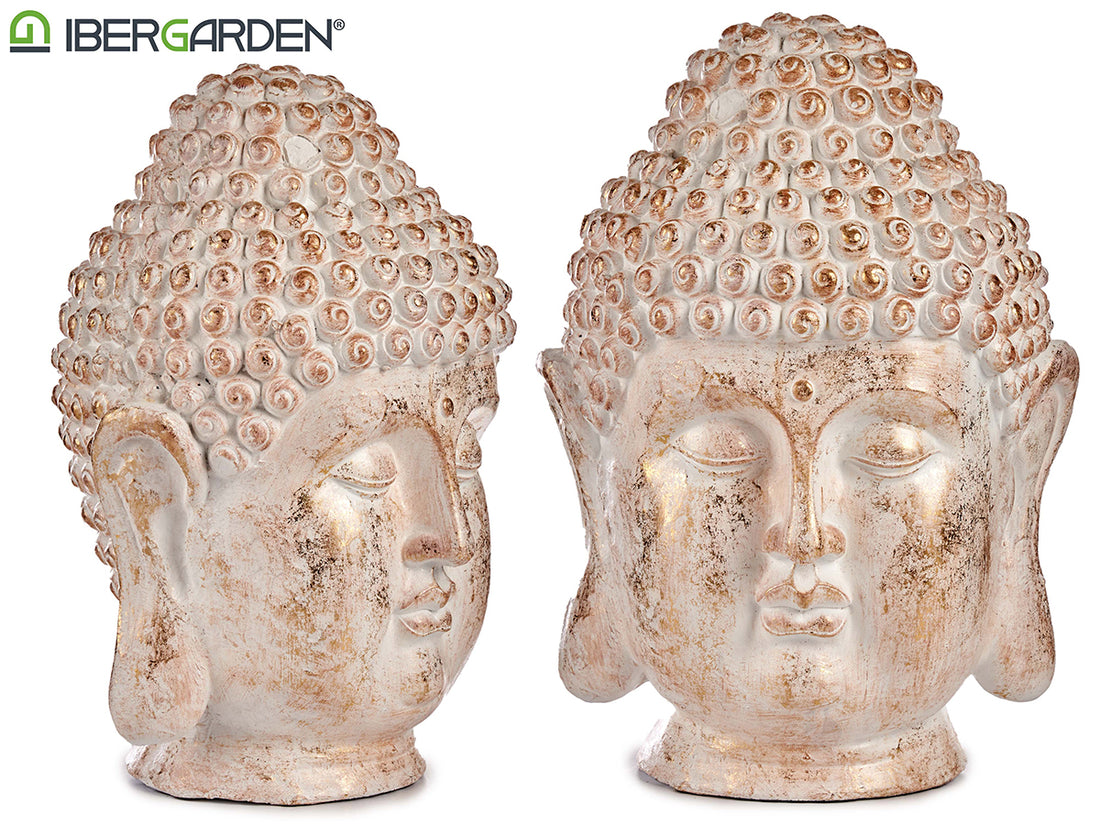 Small White And Gold Polyresin Buddha Head