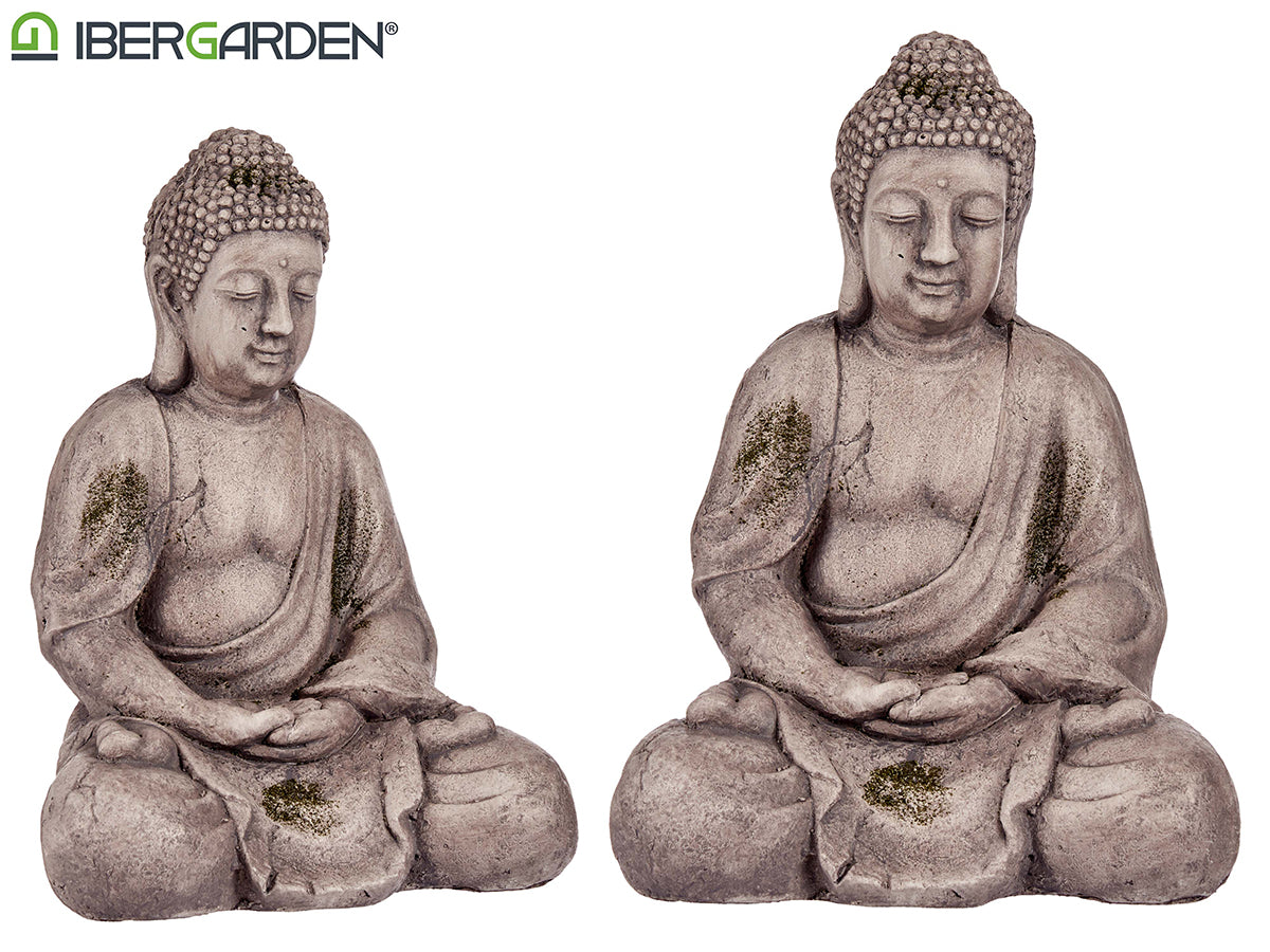 Grey Seated Polyresin Hands Together Buddha