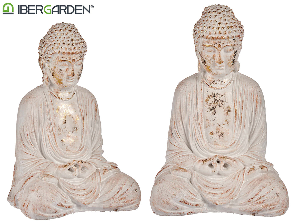 White And Gold Polyresin Crossed Hands Buddha