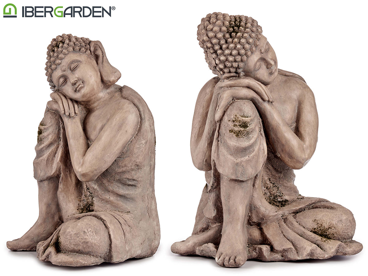 Grey Polyresin Relaxed Buddha