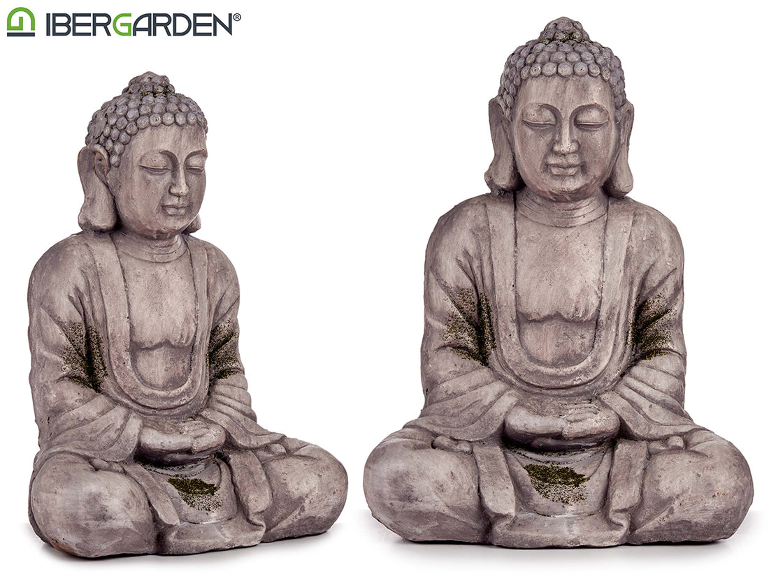 Grey Polyresin Relaxed Hands Together Buddha