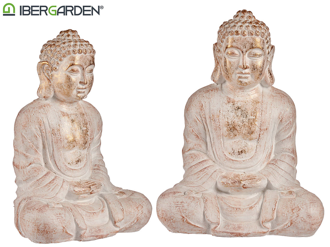 White Gold Polyresin Relaxed Hands Together Buddha