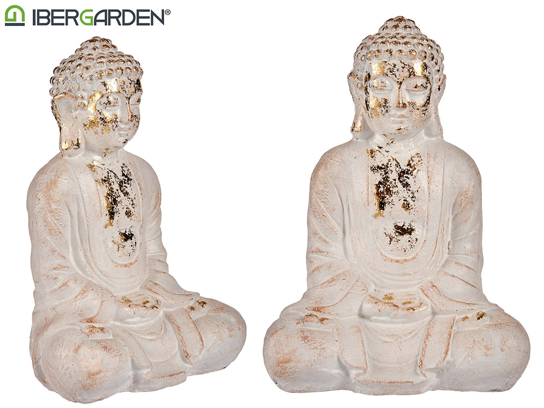 White And Gold Polyresin Hands Together Buddha