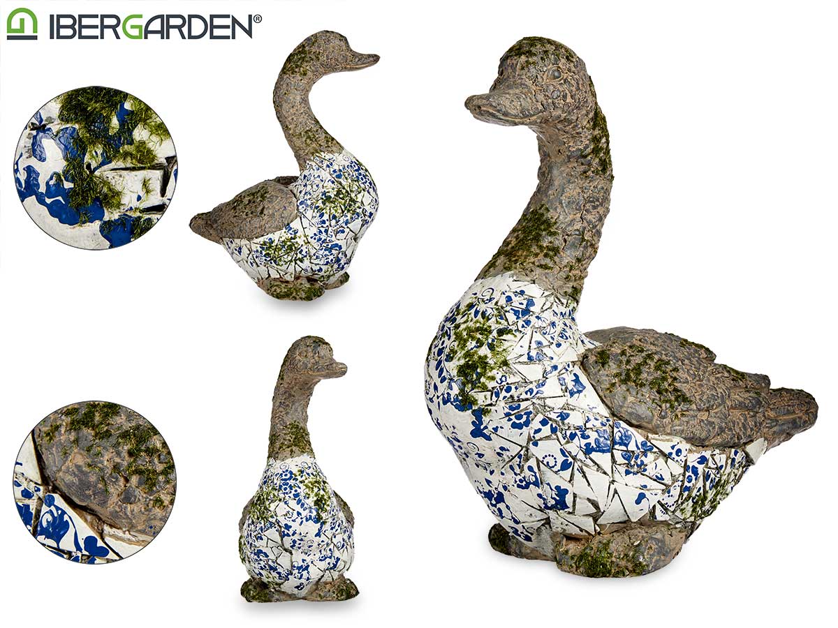 Blue Mosaic Polyresin Duck Figure