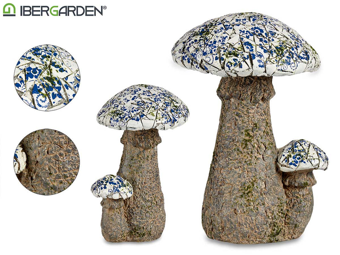 Blue Mosaic Polyresin Mushroom