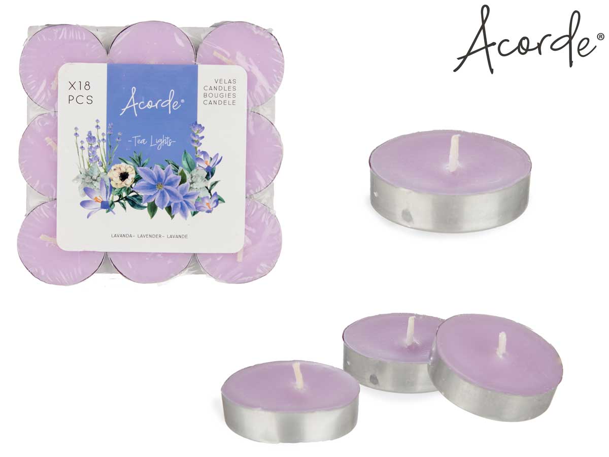 Conjunto de 18 velas de luz de chá de lavanda