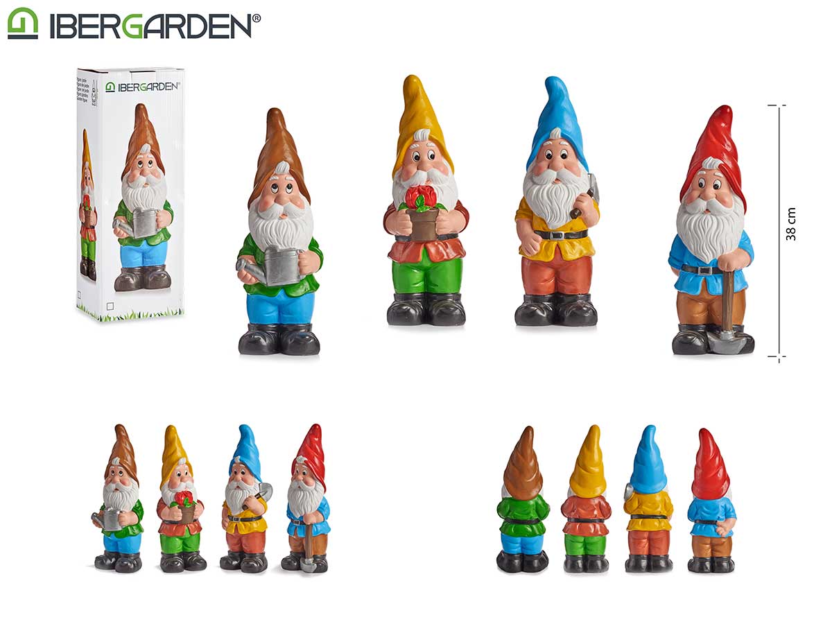 Bright Colors Ceramic Dwarf Assort 4 38Cm