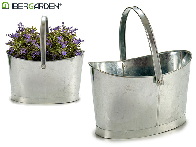 Basket Oval With Handle Zinc