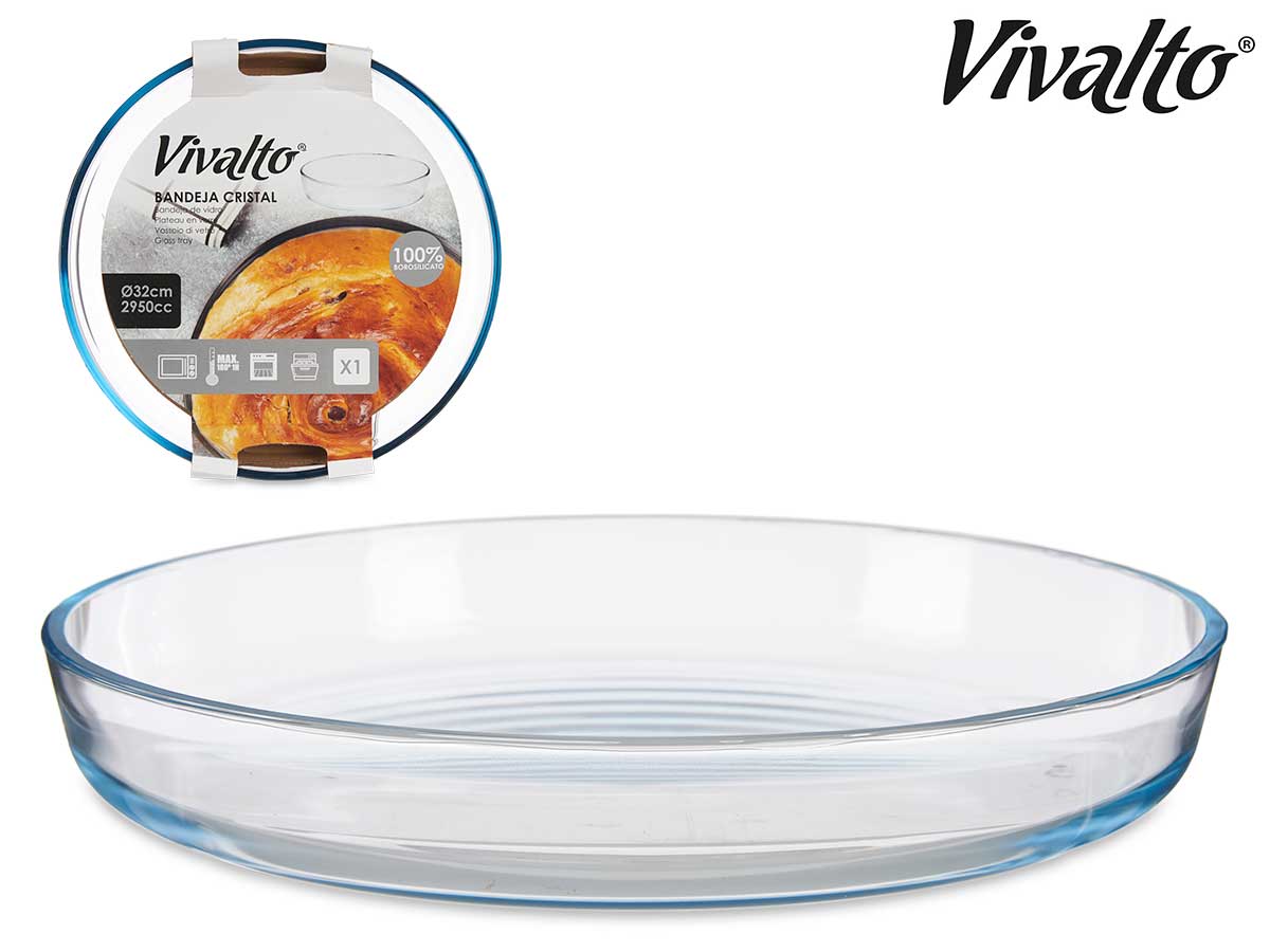 Bandeja Cristal Borosilicato Redonda 32 cm