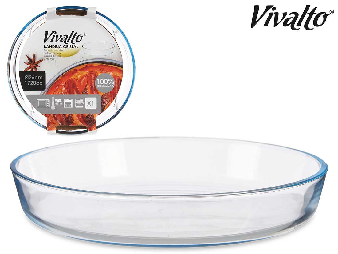 Bandeja Cristal Borosilicato Redonda 26 cm