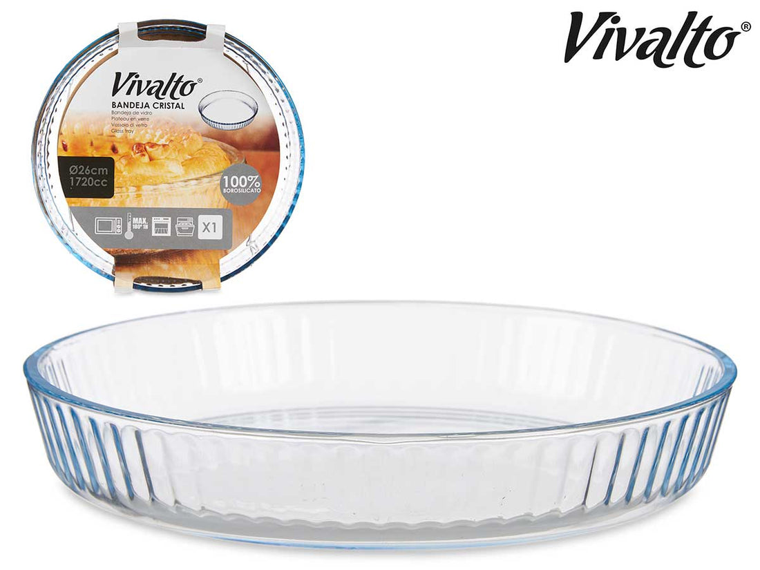 Bandeja Redonda de Vidro Óptico Borosilicato 26 cm