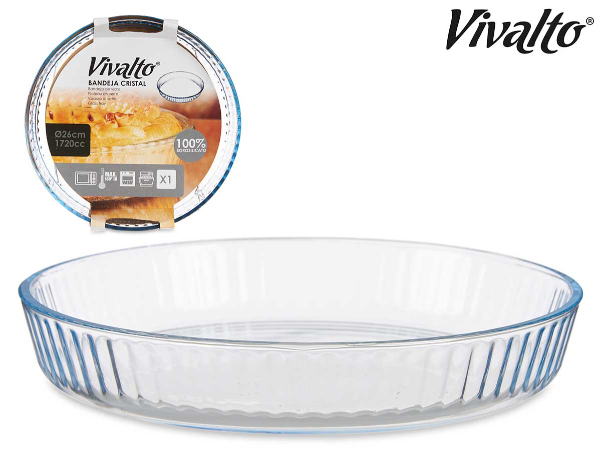 Bandeja Cristal Borosilicato Óptica Redonda 26 cm