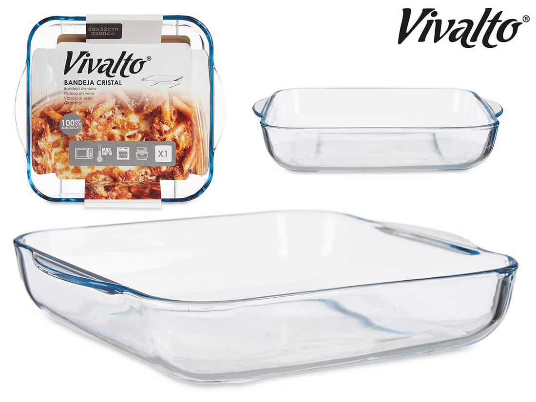 Bandeja Cristal Borosilicato Cuadrada 32 cm