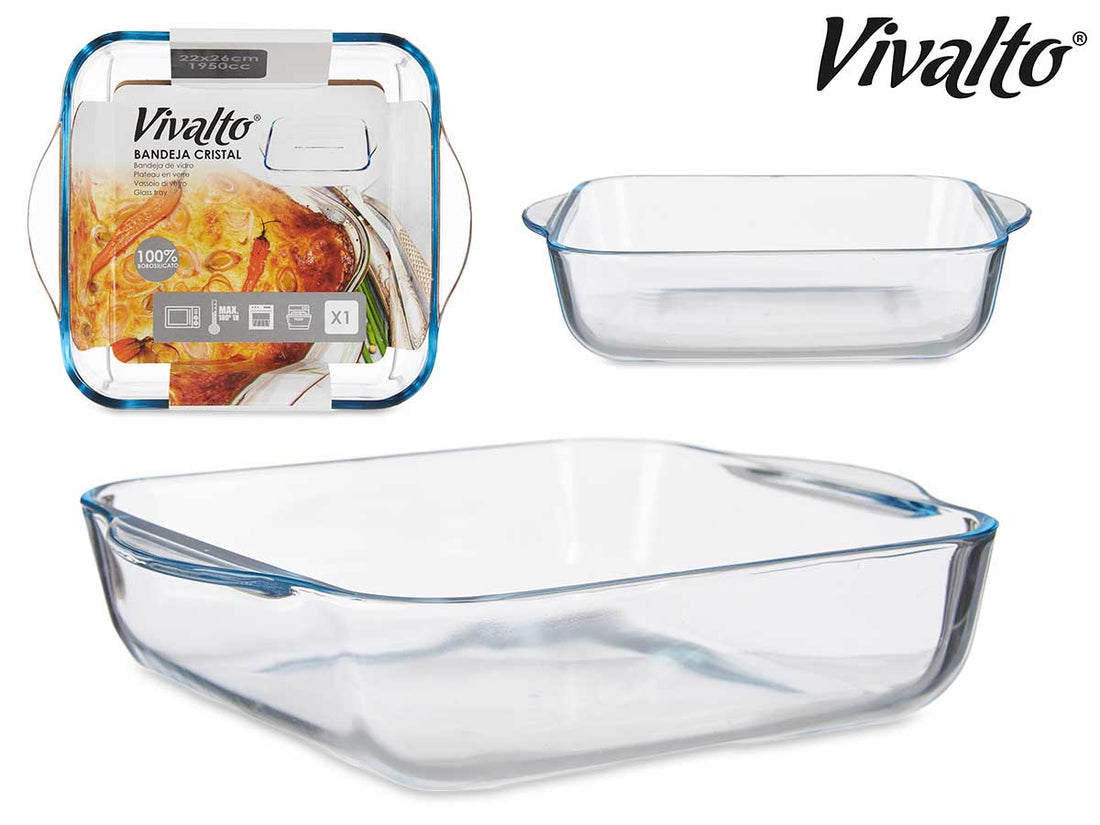 Bandeja Cristal Borosilicato Cuadrada 26 cm