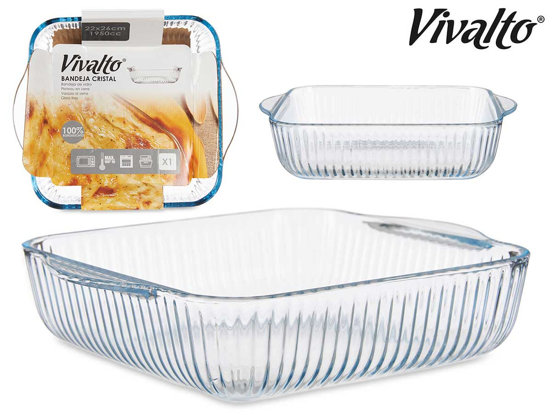 Bandeja Vidrio Borisilicato Óptico Cuadrada 26 cm