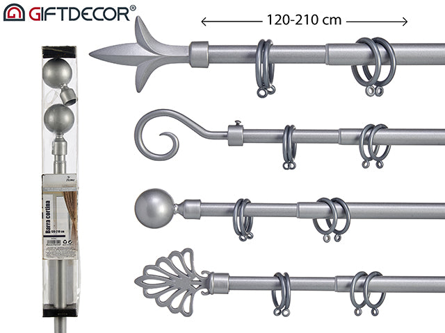 Barra de cortina de prata 120-210 cm Mix 4 Tops