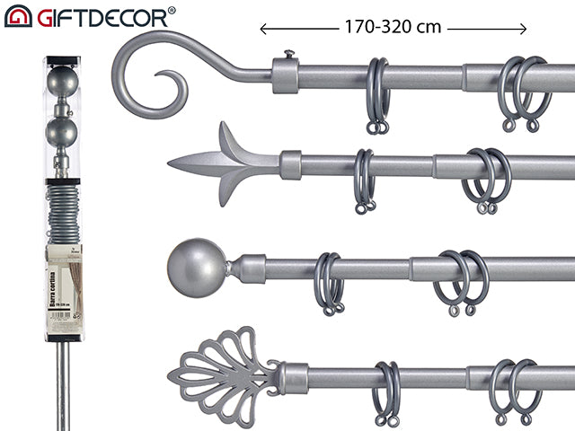Barra de cortina de prata 170-320 cm Mix 4 Tops