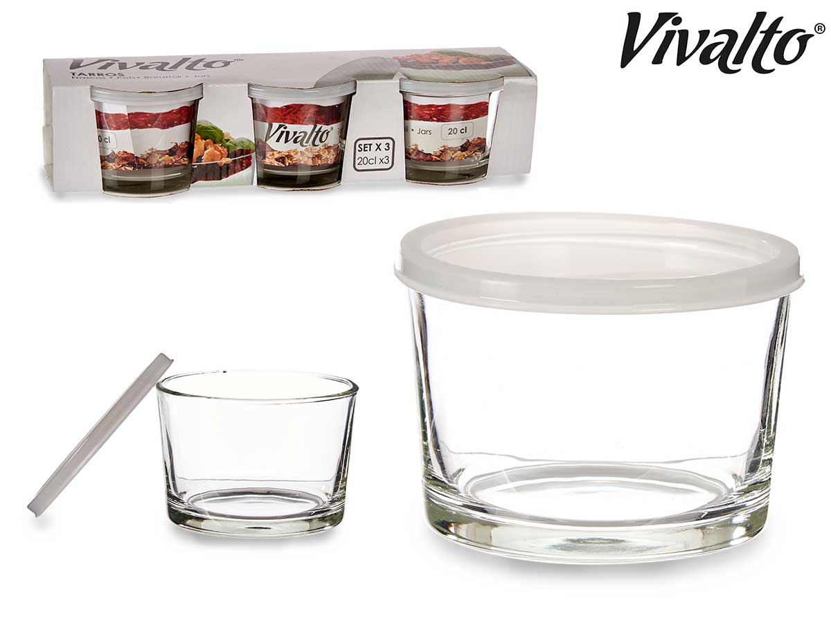 Conjunto de 3 Caixas de Vidro 200 ml