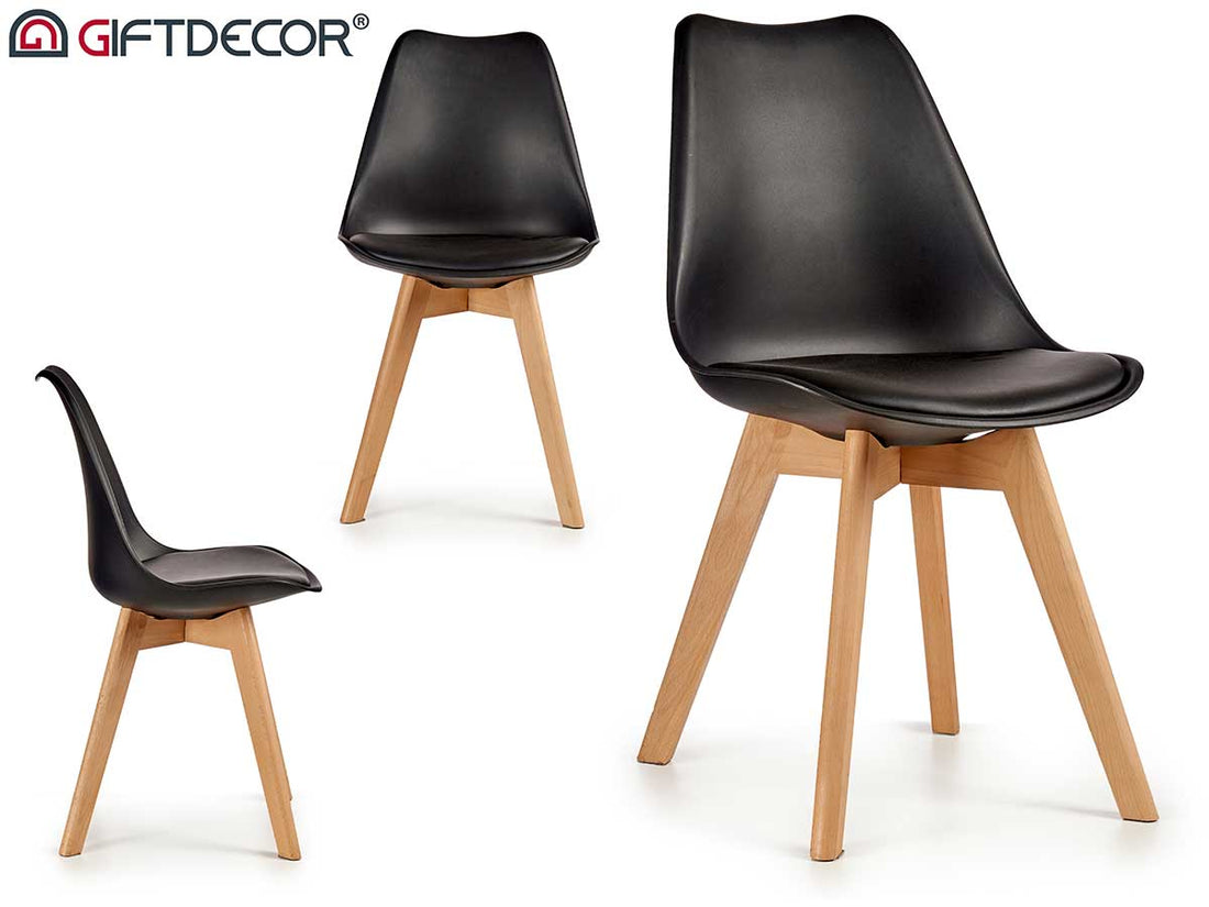 Plastic Chair With Wood Legs Black