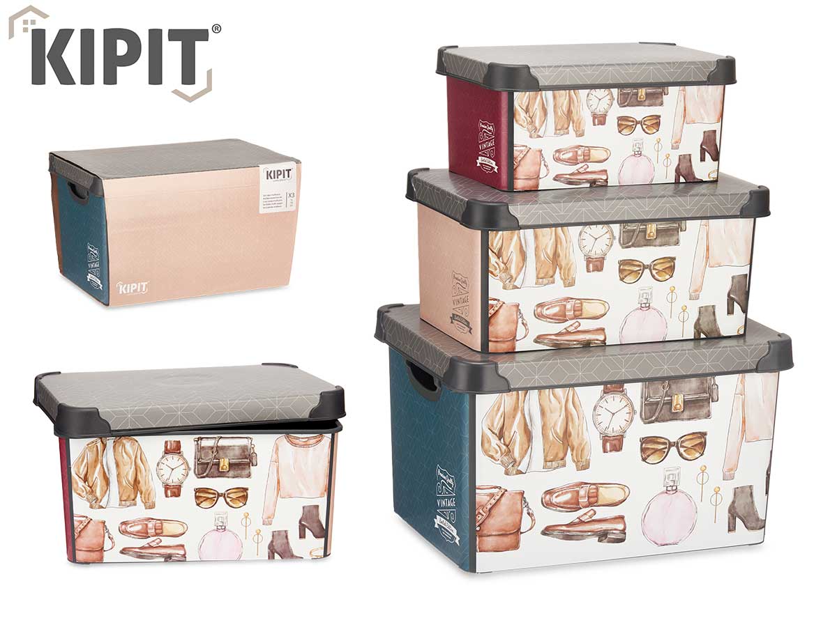 Set 3 Cajas Plastico Vintage Pzs