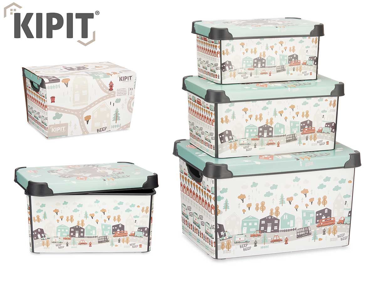 Set 3 Cajas Plastico Carretera Pzs