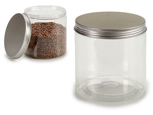 Plastic Jar Aluminium Lid 10X10 Cm 600 Ml