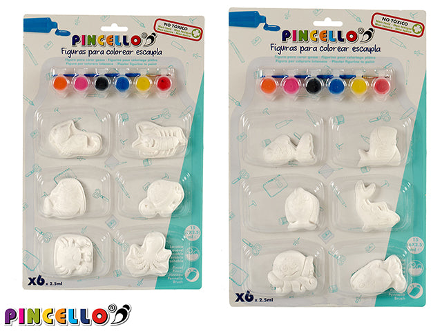 Conjunto de figuras de gesso pintura de animais marinhos