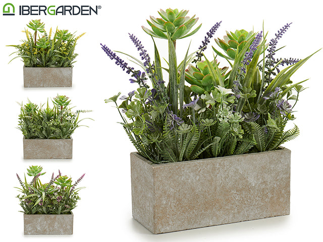 Artif Garden Rectang Concrete Flowerp S4