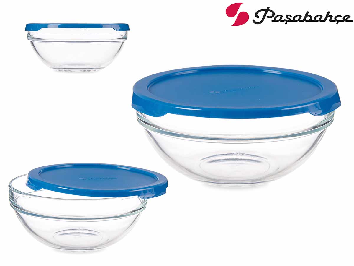 Lancheira redonda para chefs com tampa azul 595 ml