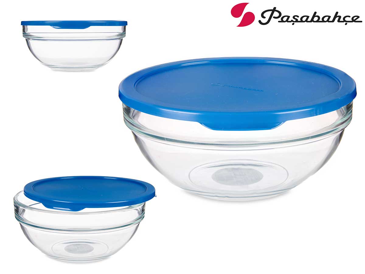 Chefs Round Lunch Box With Blue Lid 1135Ml