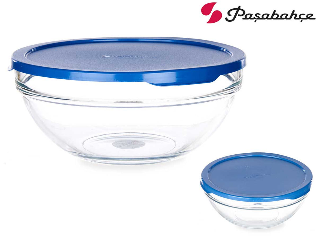 Round Chefs Lunch Box With Blue Lid 1700Ml