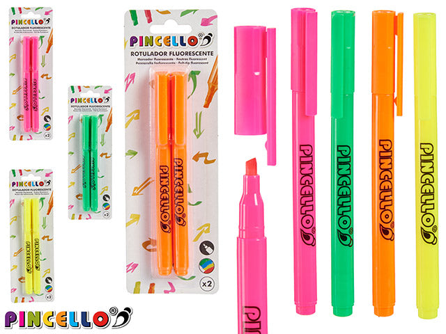 Set 2 Fluorescent Markers Thin Mix 4 Col