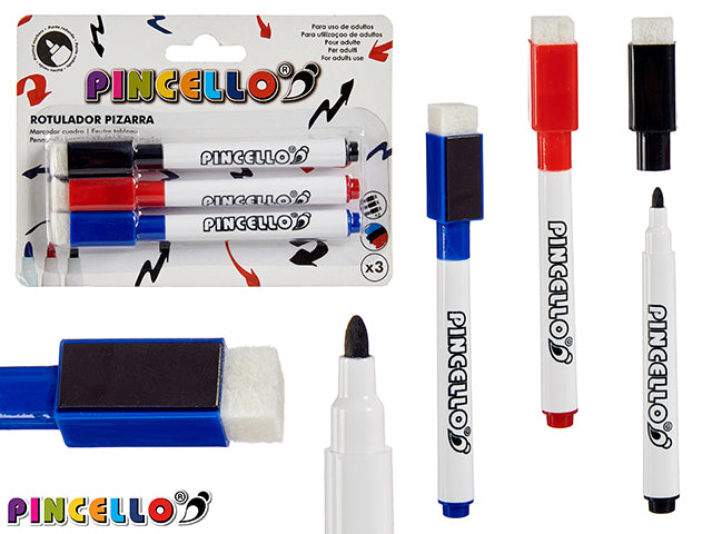 Set 3 Markers Cover Eraser 3 Colors