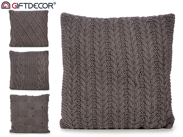 Wool Dark Gray Cushion 60X60 cm Mix 4