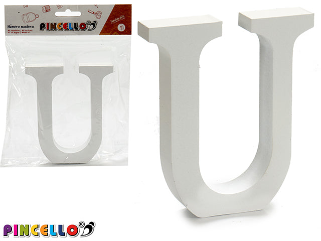 Wooden Letter U White Color 2X11Cm