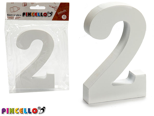 Wooden Number 2 White Color 2X11Cm