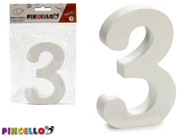 Wooden Number 3 White Color 2X11Cm