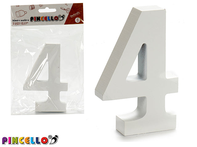 Wooden Number 4 White Color 2X11Cm