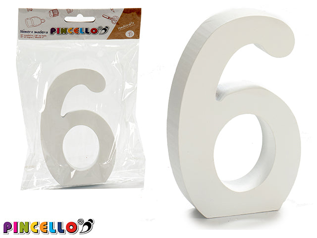 Wooden Number 6 White Color 2X11Cm