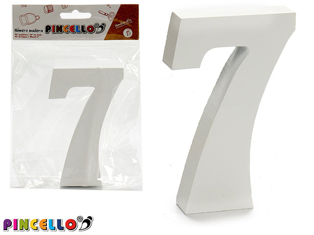 Wooden Number 7 White Color 2X11Cm