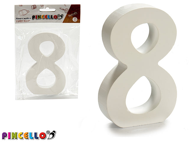 Wooden Number 8 White Color 2X11Cm